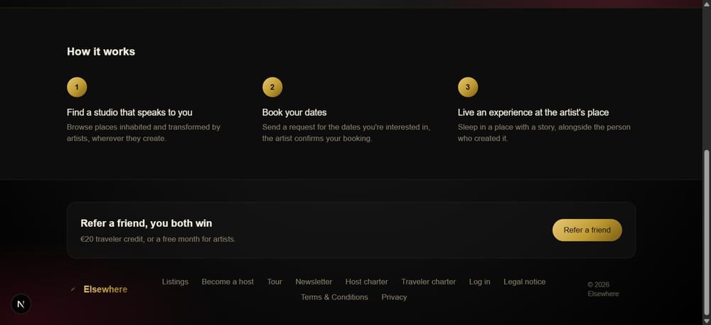 The bottom of the homepage