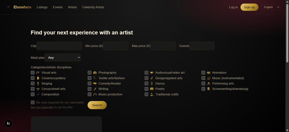 Search for an experience