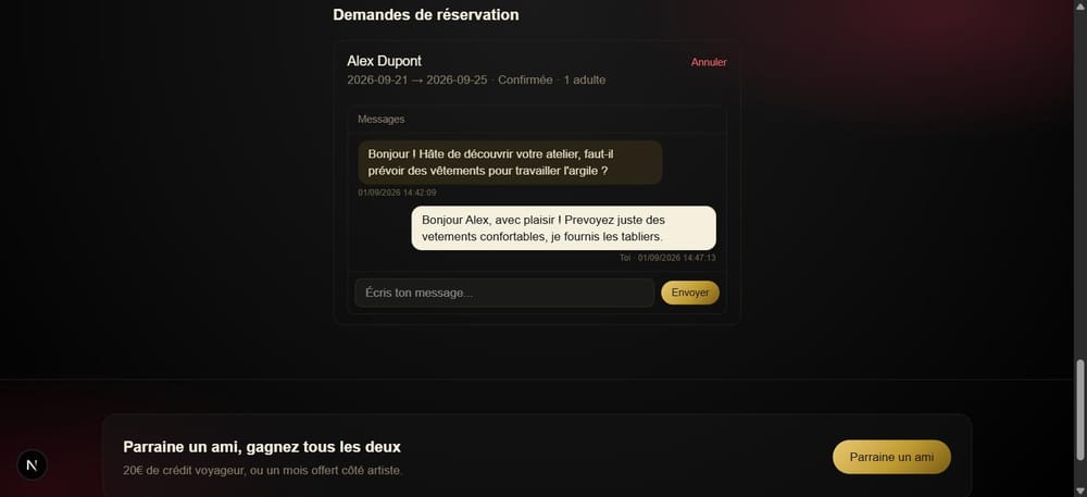 La messagerie intégrée